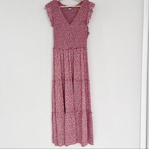 Old Navy Smocked Fit and Flare Floral Maxi Dress, M